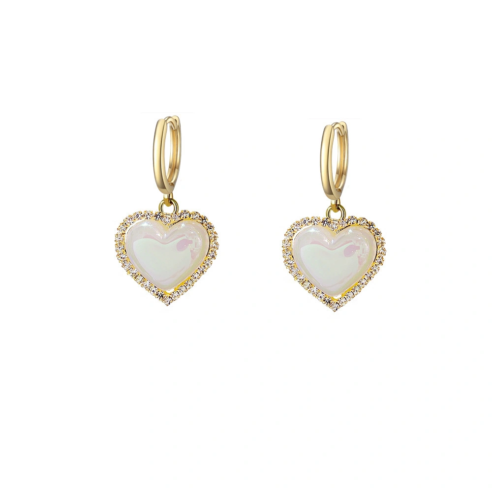 Hainon 2022 heart earrings women Mermaid Pearl Colorful Flash pearl earrings Fashion Elegant romantic gift Jewelry 1