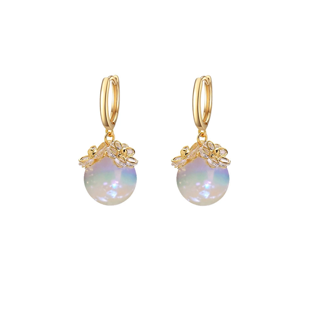Hainon 2022 flower drop earrings women Mermaid Pearl Colorful Super Flash pearl earrings Elegant romantic gift Jewelry 1