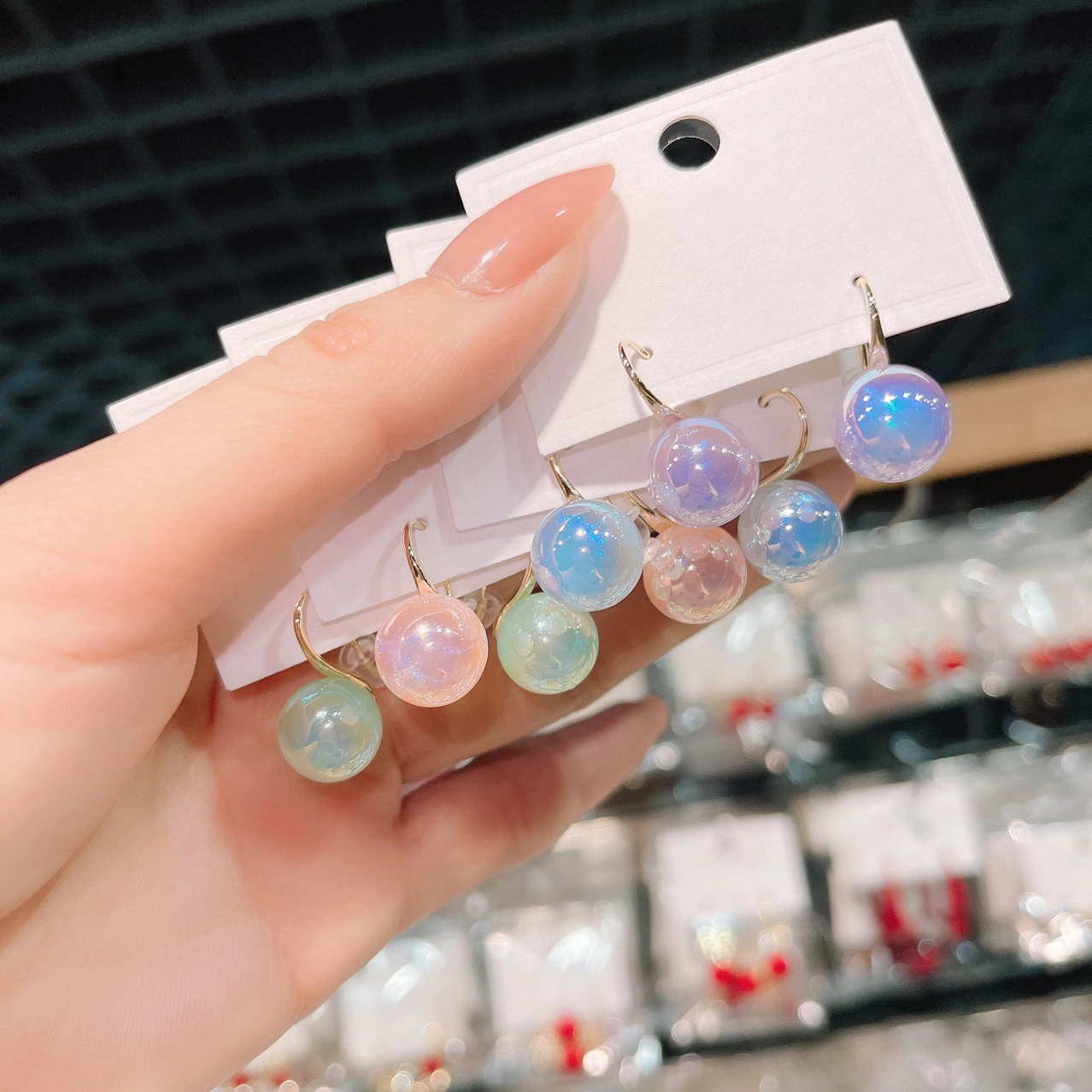 Hainon 2022 Rainbow Pearl Mermaid earrings pink purple green drop earrings fashion jewelry New 1
