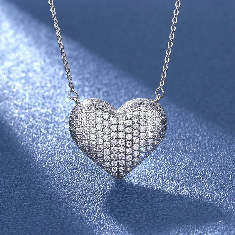Hainon 20mm big heart necklace jewelry Classic chains Shiny  pendant necklace for women 2022 1