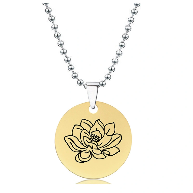 Hainon June Lotus memory Stainless steel necklace Personality customized laser engraving women Gift Card boxs set 1
