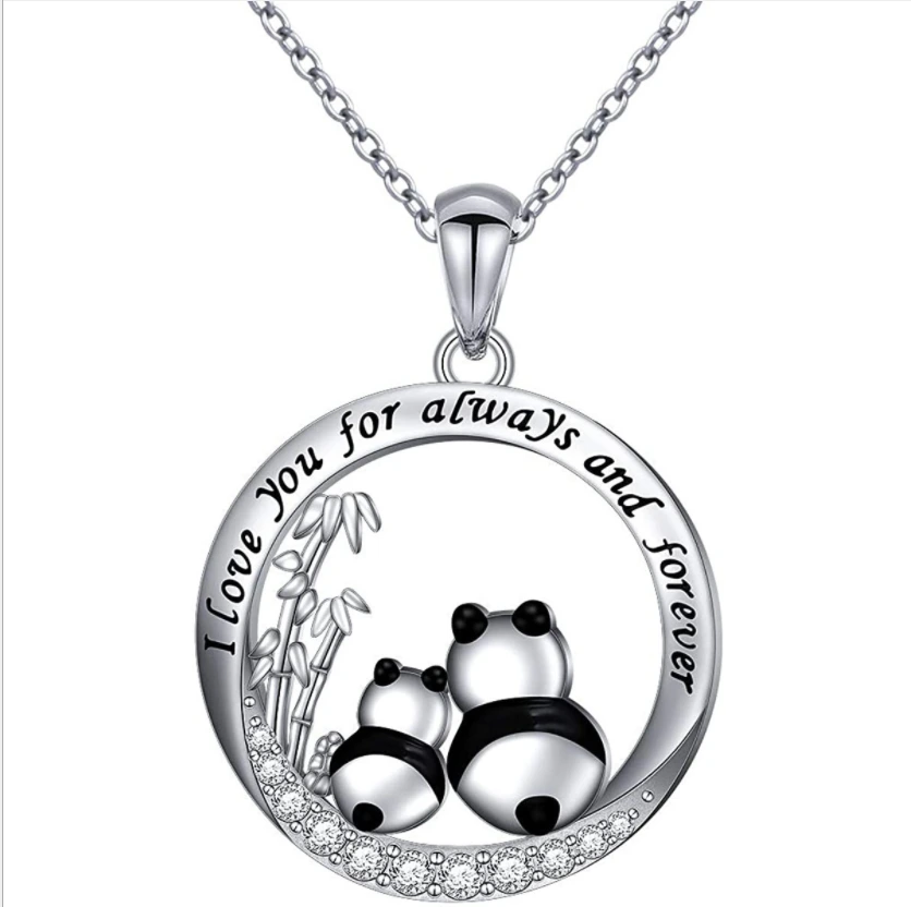 Hainon Panda Necklace Cute Animal Pendant Necklace Gifts for Women Lover Gifts i love you for always and forever 1