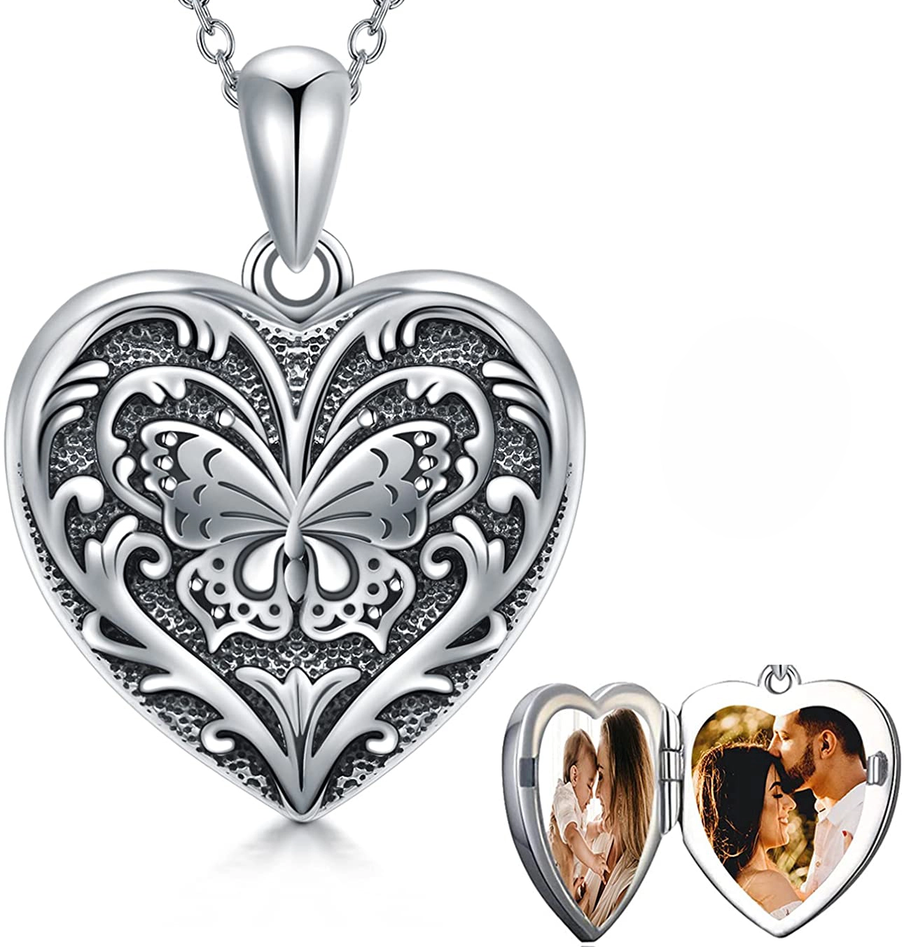 Hainon Fashion Custom Photo heart Butterfly Pendant Necklace Jewelry New Design Necklaces for Women festival  Gifts 1