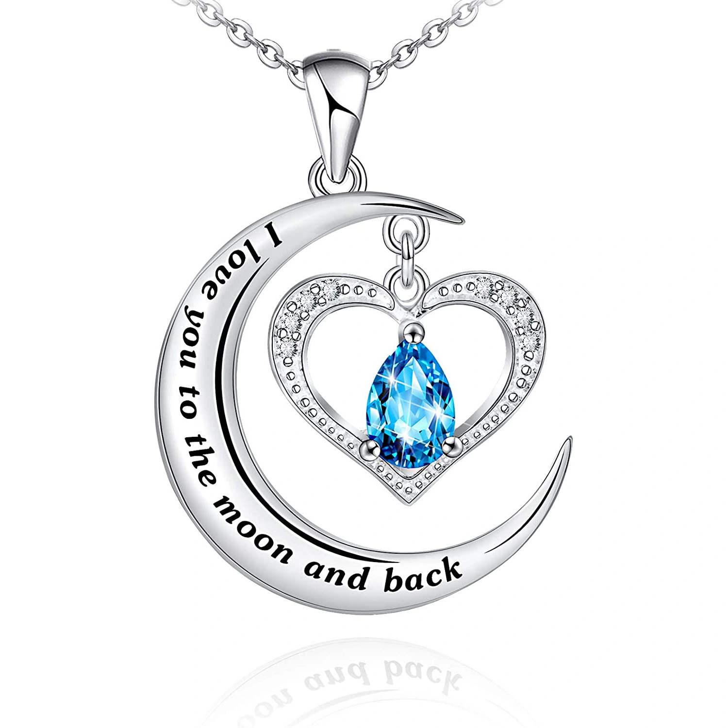 Hainon fashion moon heart Pendant Necklace with water drop zircon Jewelry Gift card flannel bag set Wholesale 1