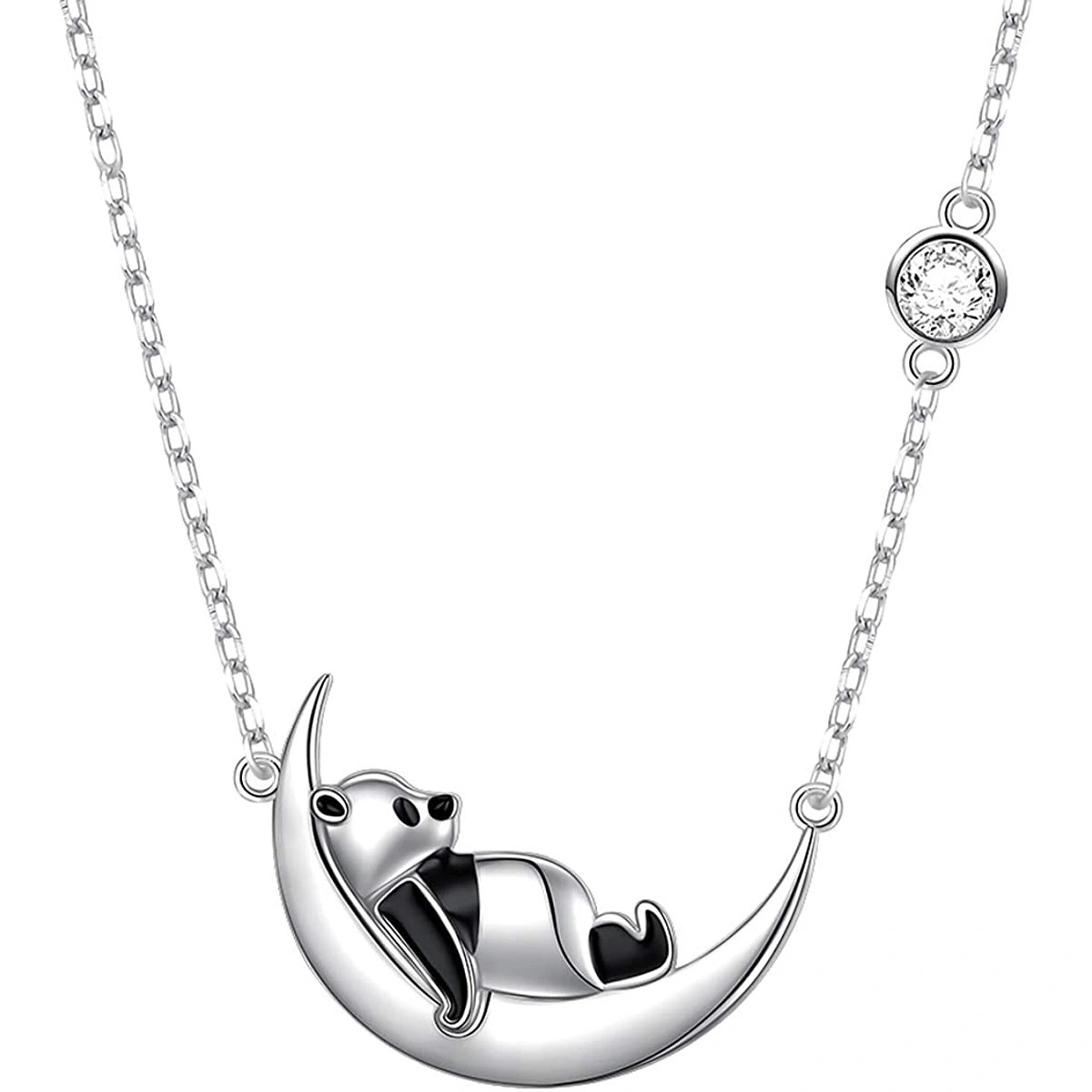 Hainon Panda Necklace moon Pendant Necklace Jewelry Gifts for women daughter Gift card flannel bag set Wholesale 1