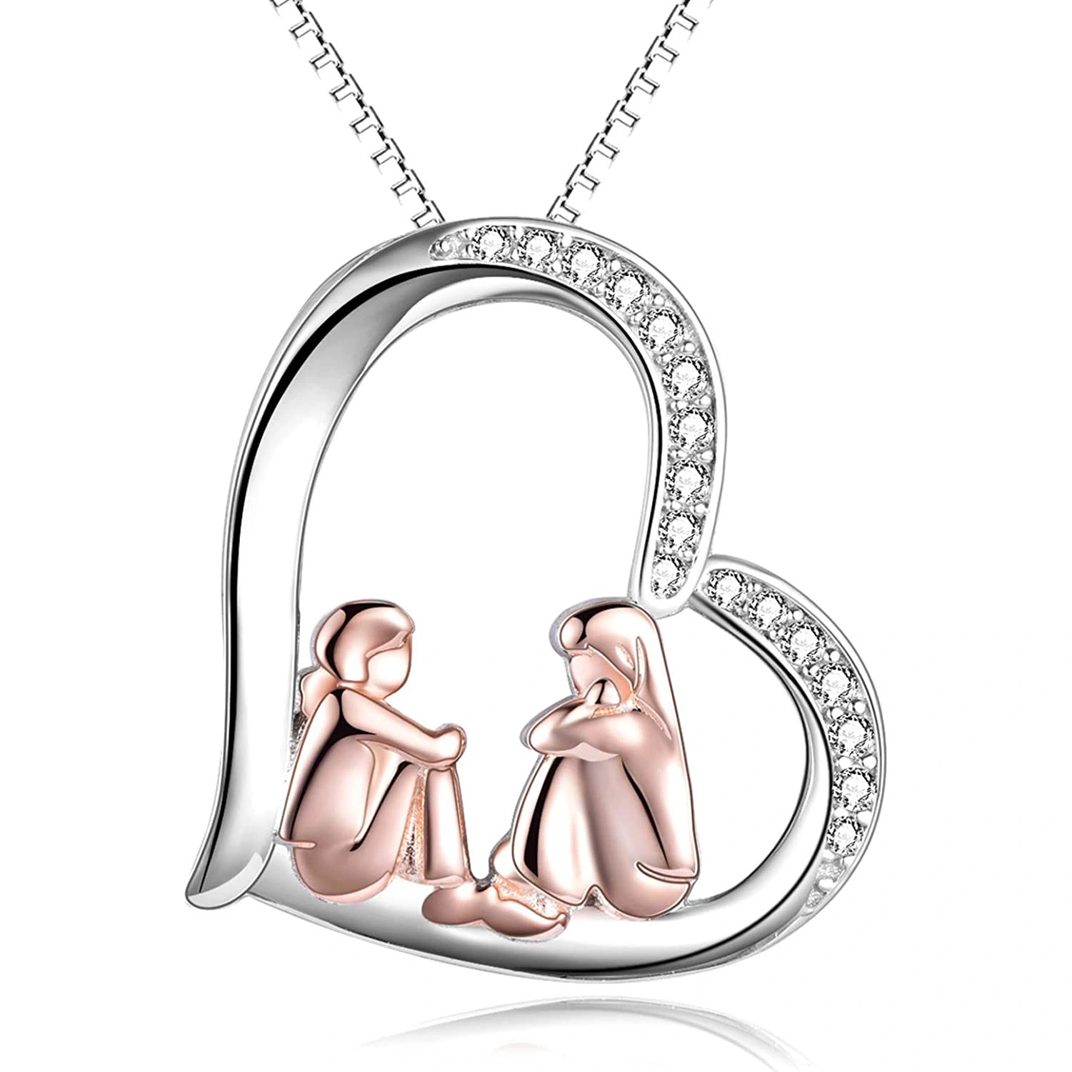 Hainon 2021 fashion wholesale heart Necklace Jewelry with zircon gift for friend sister Gift card flannel bag set 1