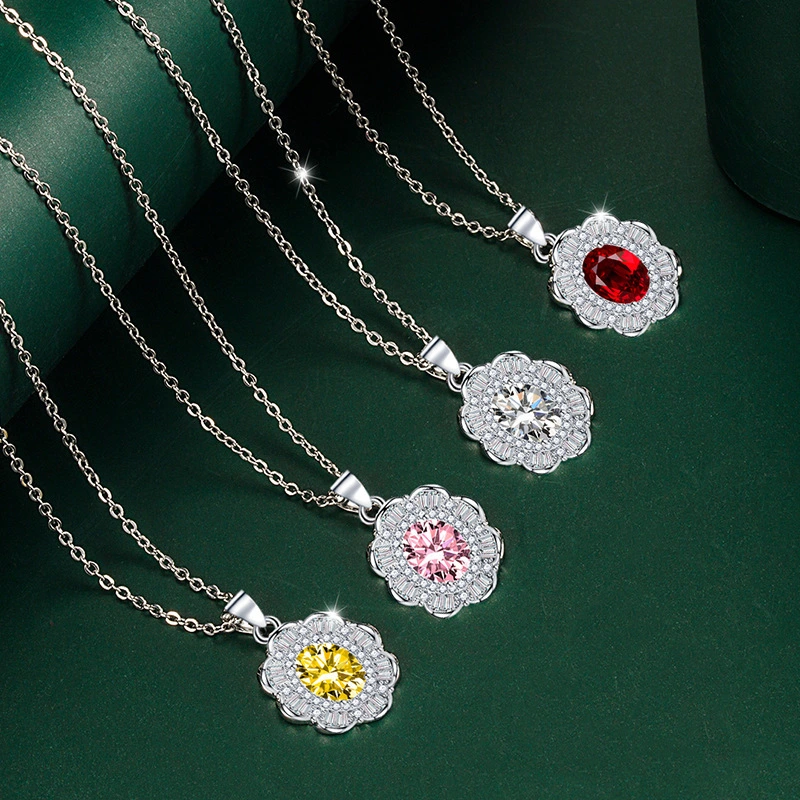 Hainon 2022 new pendant necklace jewelry women Big Flower sky blue zircon necklace Low price spot wholesale 1