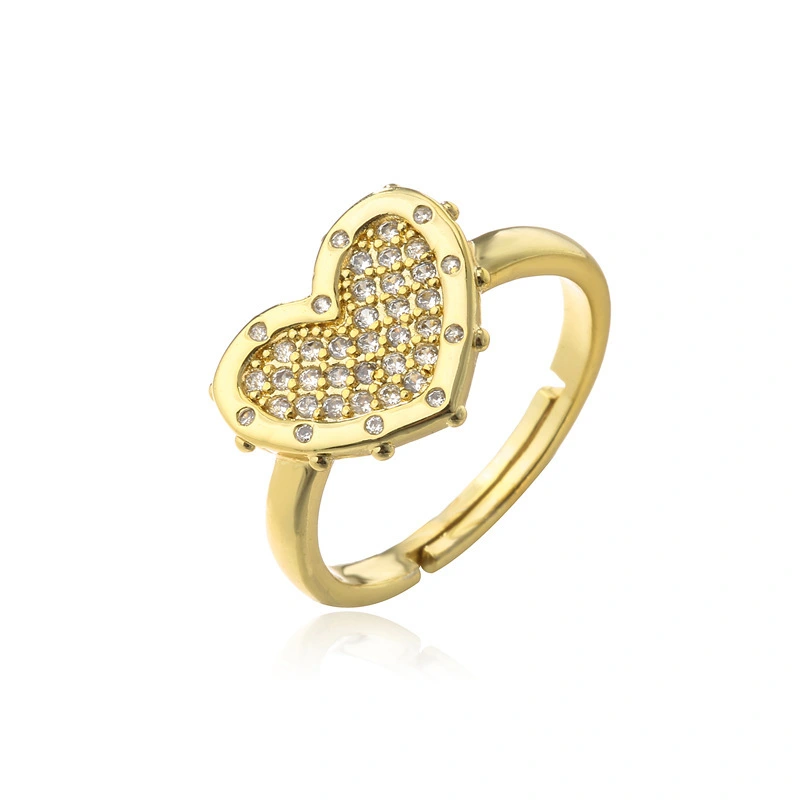 Hainon Wholesale cute red zircon heart ring jewelry for women new trendy index finger ring for wedding 1
