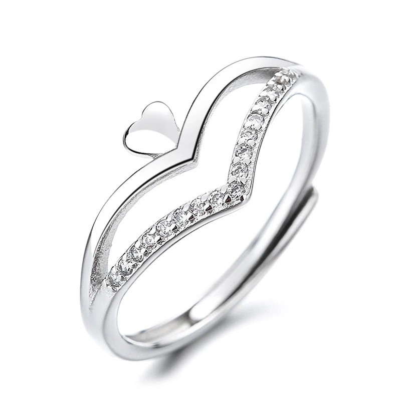 Hainon New design creative fashion white zircon love ring popular retro rings in Europe and America 1