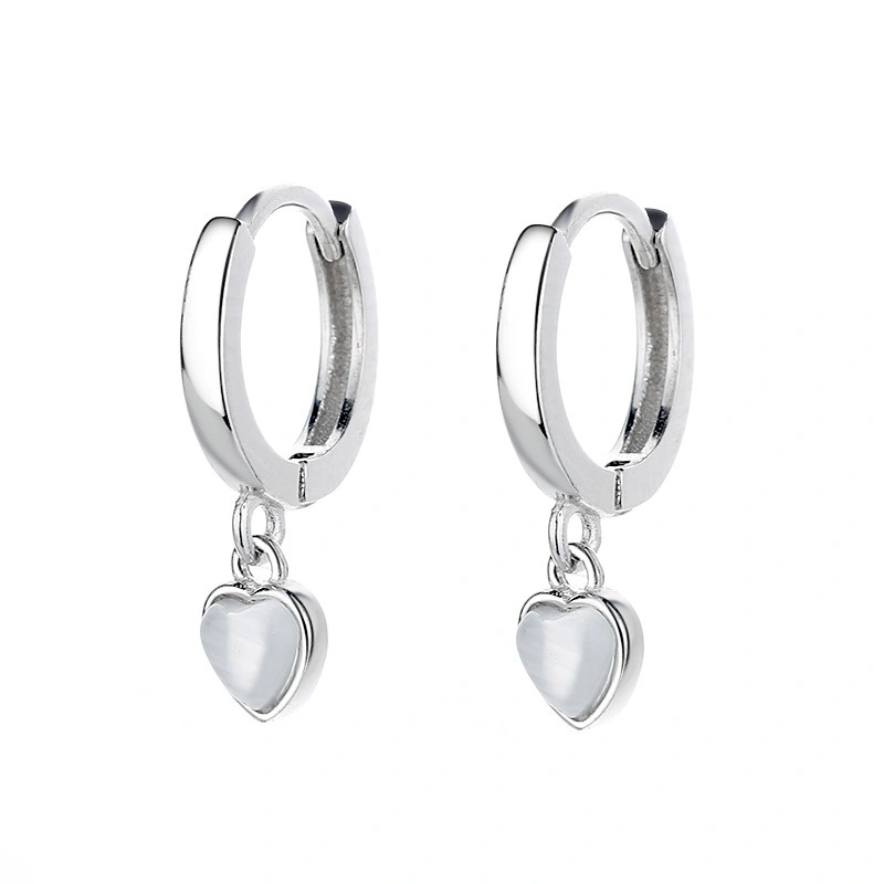 Hainon 925 silver drop earrings women Romantic Crystal heart jewelry earings 2021 wholesale 1