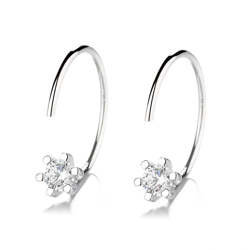 Hainon 925 silver stud earrings for women white zircon gold plated long earrings wholesale 1