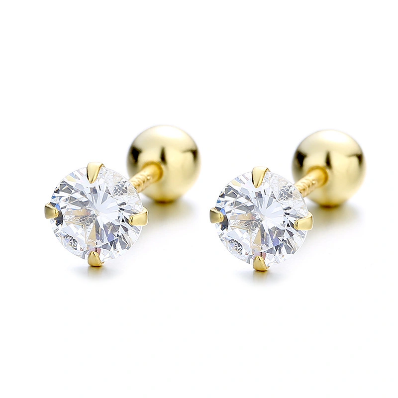 Hainon 925 silver stud earrings women Romantic 3mm 4mm 5mm 6mm white zircon gold plated jewelry earings 2021 wholesale 1