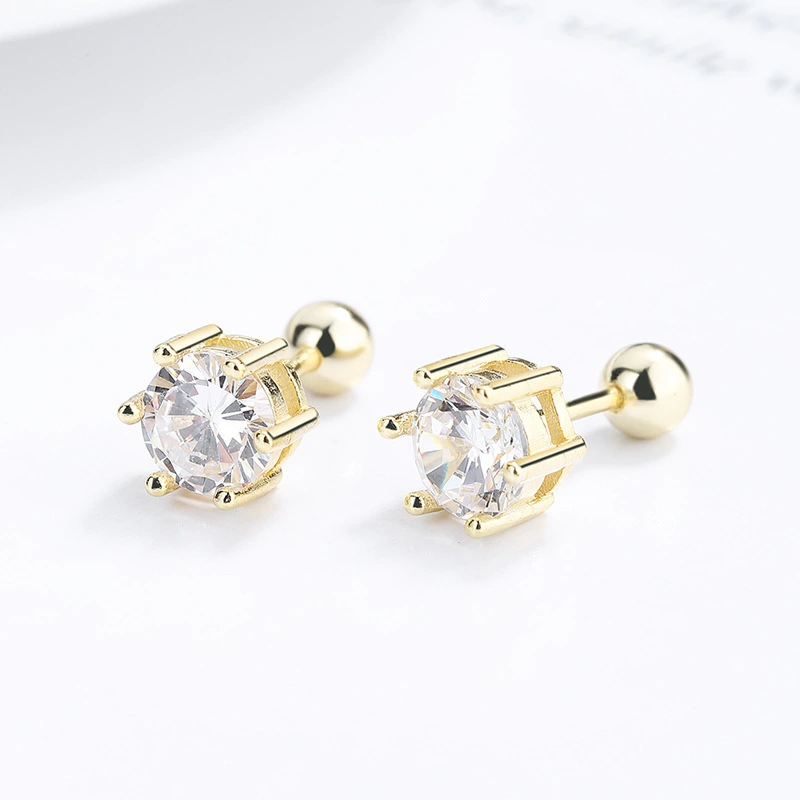 Hainon 925 silver stud earrings for women zircon 4mm 6mm gold plated earrings wholesale 2022 1