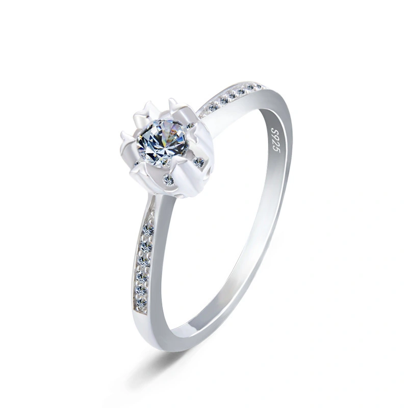 Hainon sterling silver ring women 4mm white zircon Romantic Micro-inlaid silver rings wedding jewelry wholesale 1