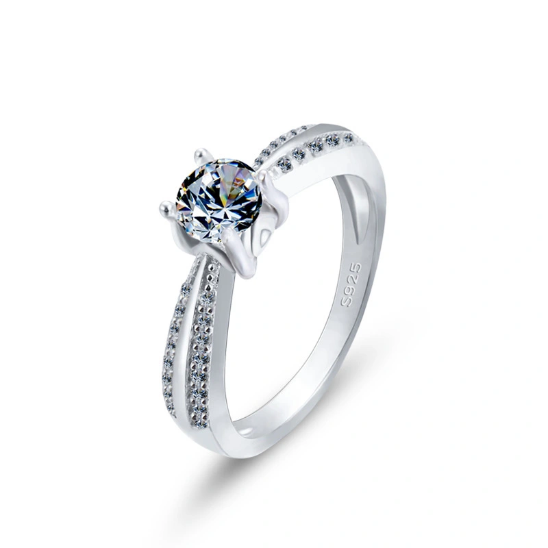 Hainon sterling silver ring women white zircon Micro-inlaid silver rings wedding jewelry wholesale 1
