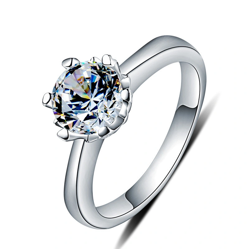 Hainon sterling silver ring women white zircon 6mm Romantic Micro-inlaid silver rings wedding jewelry wholesale 1