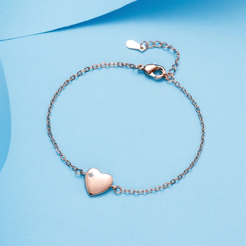 Hainon Heart couple bracelets two colors silver rose gold Chain bracelet wholesale low price Valentine's Day bracelet 1