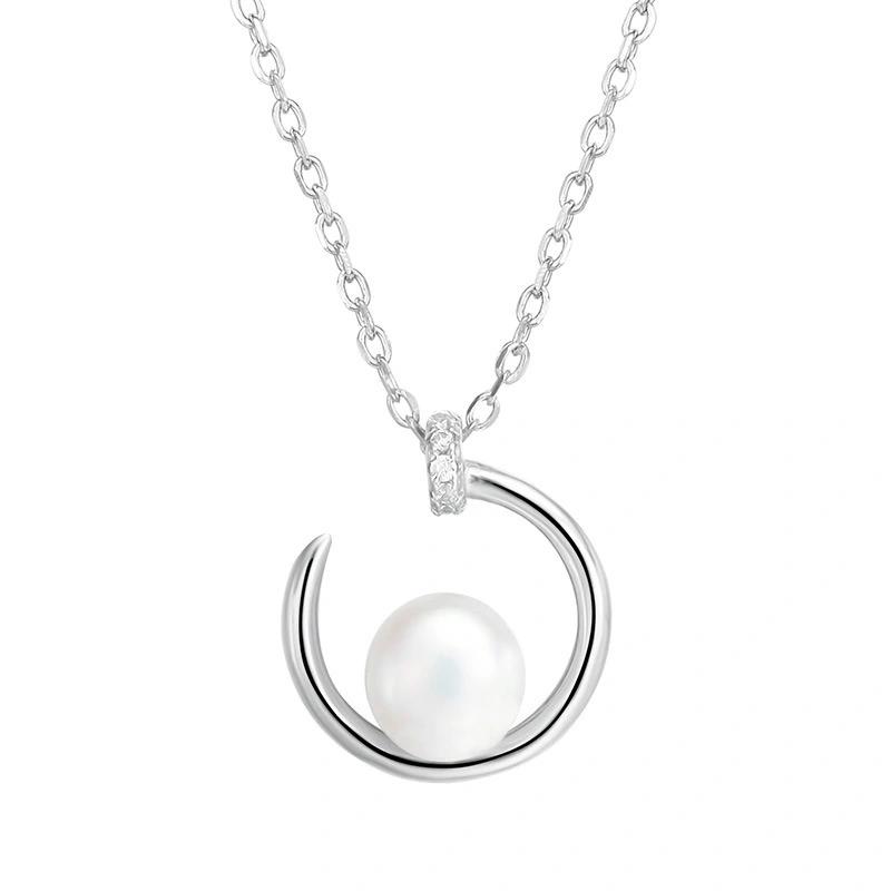 Hainon S925 Silver Nail Pearl Necklace Women Fashion Elegant Temperament Jewelry Wholesale Gift card flannel bag set 1