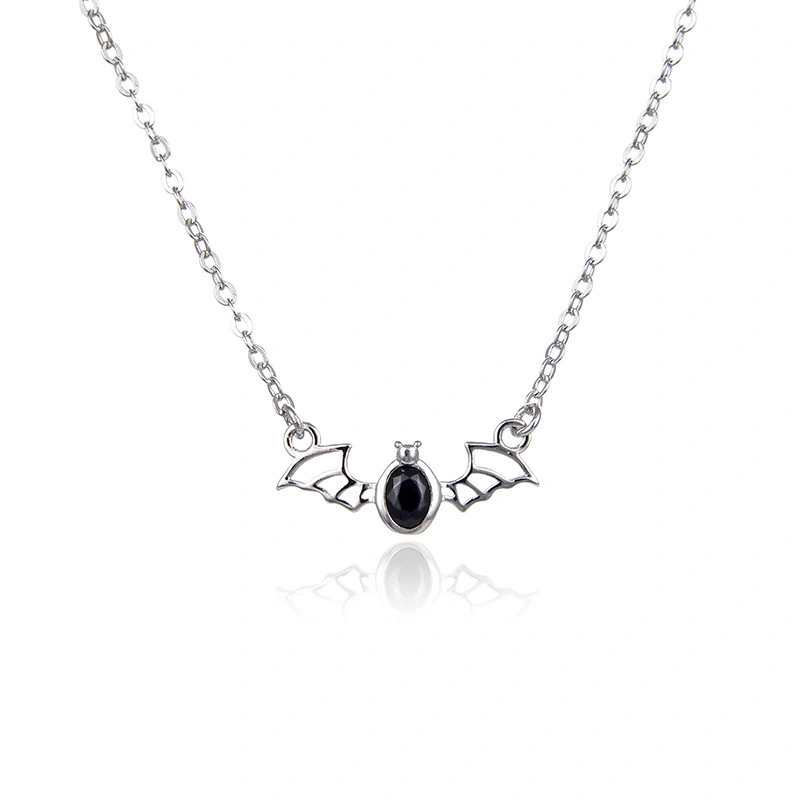 Hainon zircon bat s925 silver necklace women's short personality women's necklace Gift card flannel bag set 1