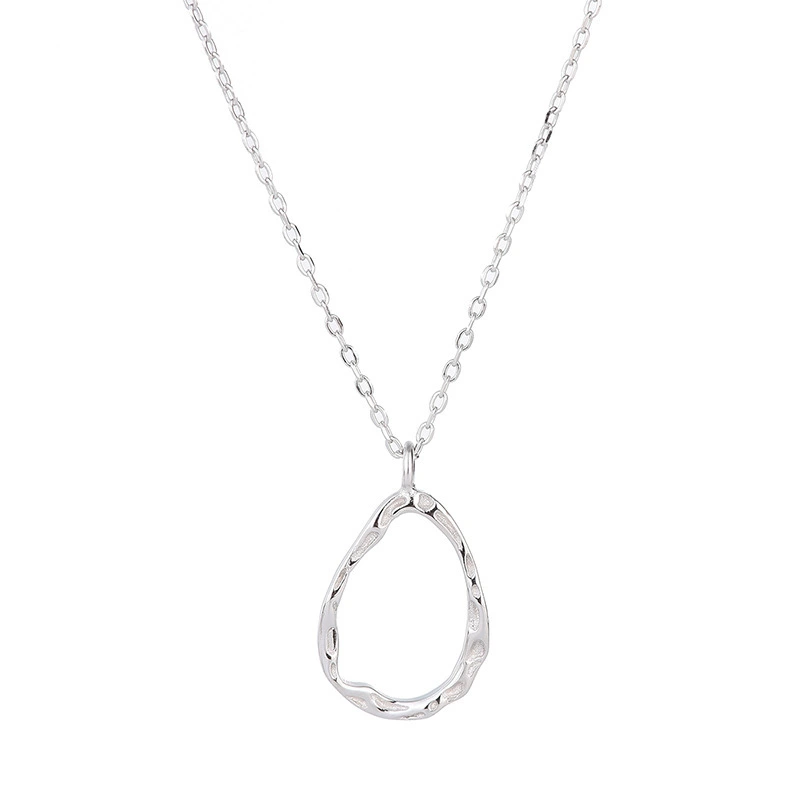 Hainon wholesale Sterling Silver Clavicle Chain Irregular Hollow Pendant Necklace Simple Gift card flannel bag set 1