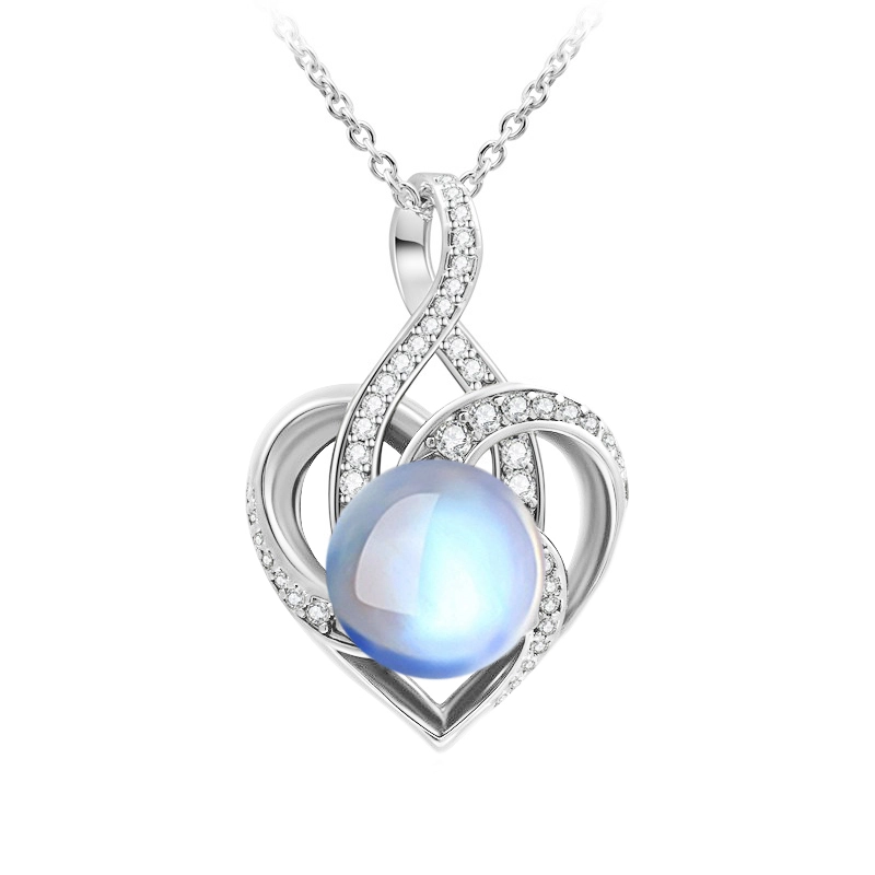 Hainon 925 Sterling silver opalite moonstone necklace Birthday Jewelry Gifts For Mom Necklace 1