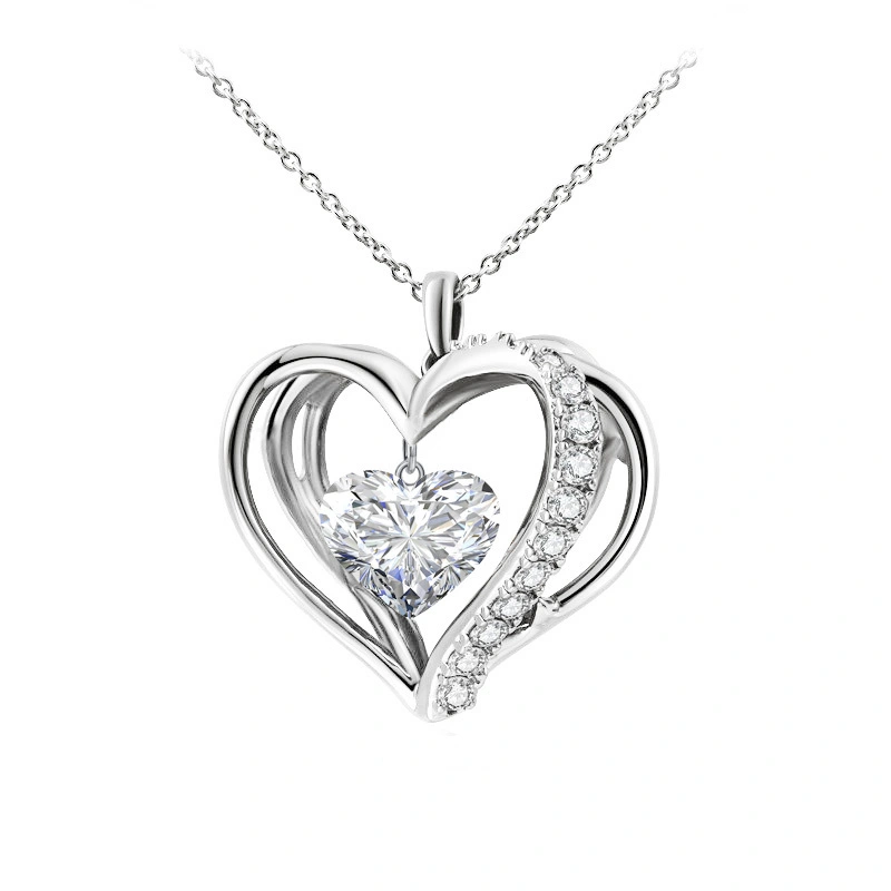 Hainon 925 silver Heart Necklace Zirconia Pendant Necklaces for women Gifts Birthstone Necklace 2022 New Fashion 1