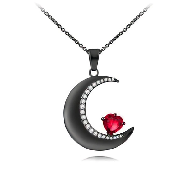 Hainon Custom necklace 925 sterling silver pendant necklace Black Moon Heart necklace gift 2022 Creative 1