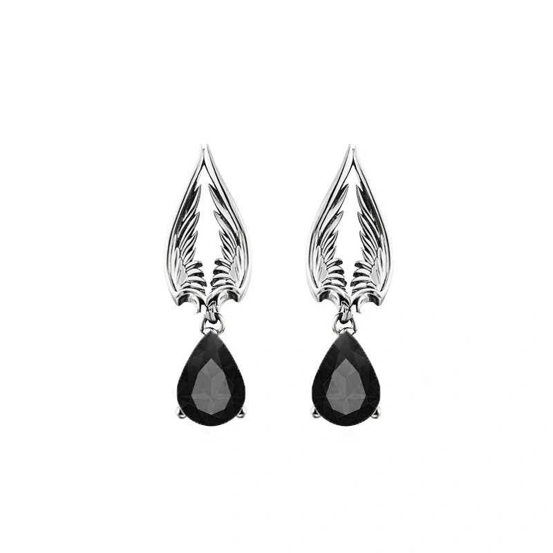 Hainon Copper Angel wings stud earrings Water drop zircon women earring fashion jewelry 2022 mardi gras earrings 1