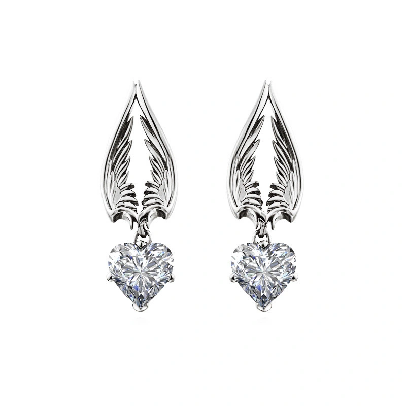 Hainon Angel Wings stud Earrings for Women 925 Sterling Silver Cubic Zirconia Earrings 2022 1