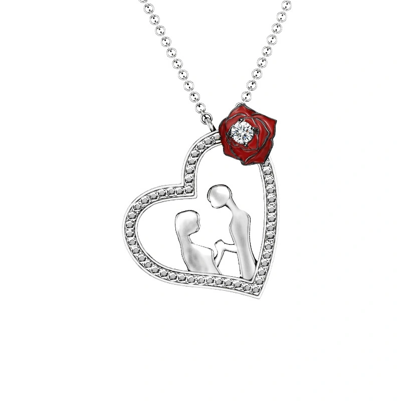 Hainon herringbone Forever Love Heart Pendant Necklaces for Women 925 Sterling Silver wedding jewelry personalized necklace 1
