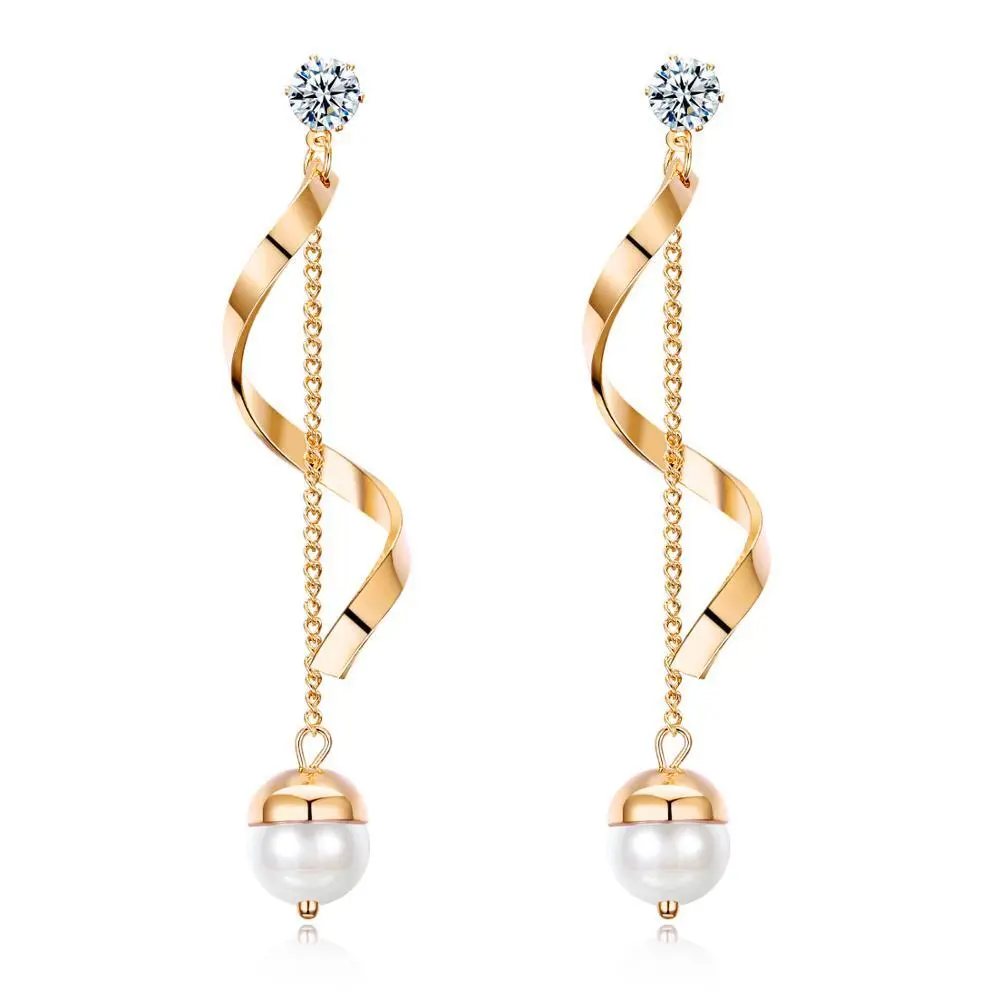 Earrings women Romantic Christmas Earrings Sweet Irregular Imitation pearl 7cm tassel earrings For Women jewelry gift 1