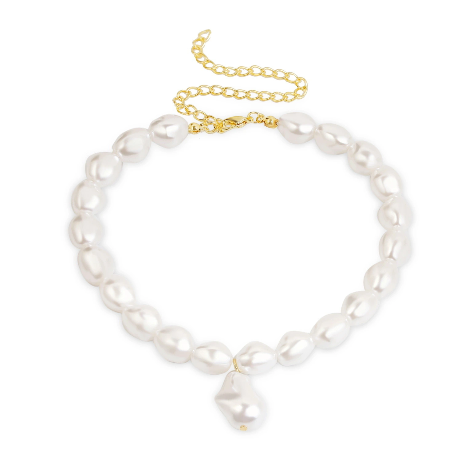 Hainon Pearl Necklace Chunky Chain Link Pearl Choker Necklace Gift for Women 1