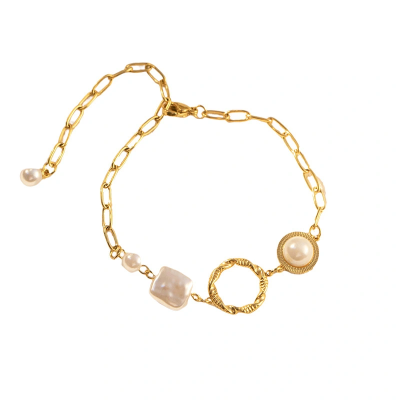 Hainon pearl bracelets & bangles women bracelet gold rose Irregular charm bracelets 1