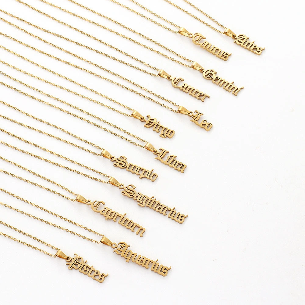 Hainon Personalized 18k zodiac necklace for women letter stainless steel necklace fashion Jewelry Memorial Pendant necklace Gift 1