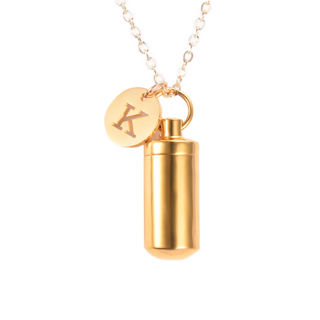 Hainon Stainless Steel Urn Bottle Memorial Pendant Necklace K Letter Jewelry Including Chain flannel bag set 1
