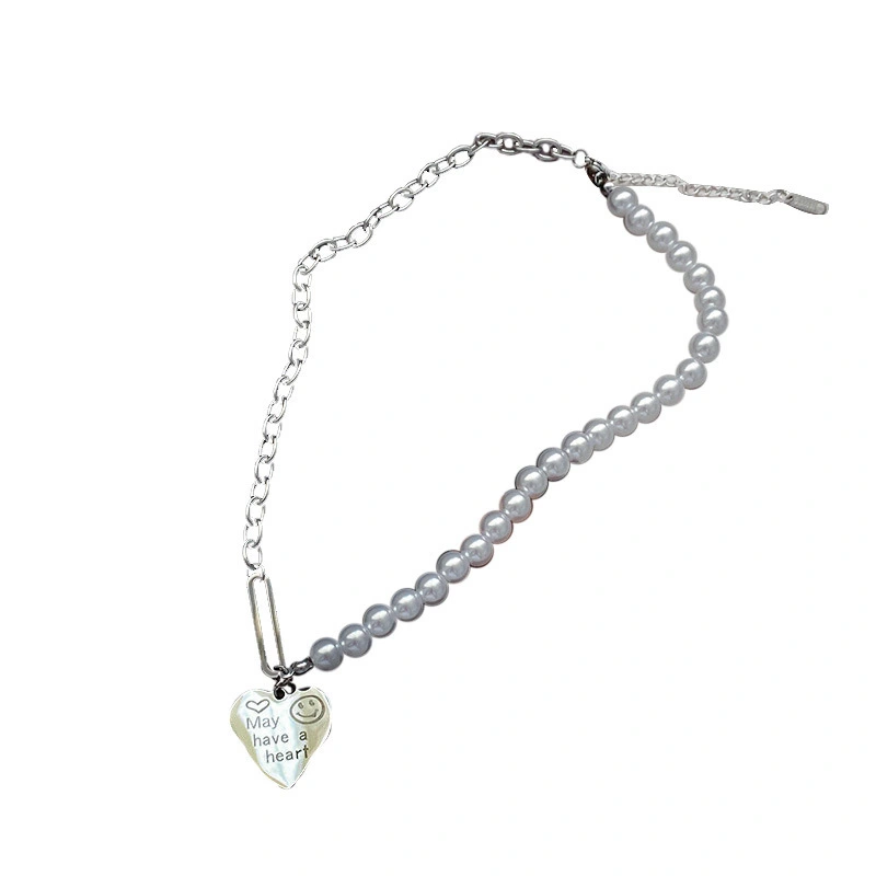 Hainon Wholesale necklace Unique Silver plated heart emotion Chain Jewelry Pearl New Design Fashion Necklaces 1