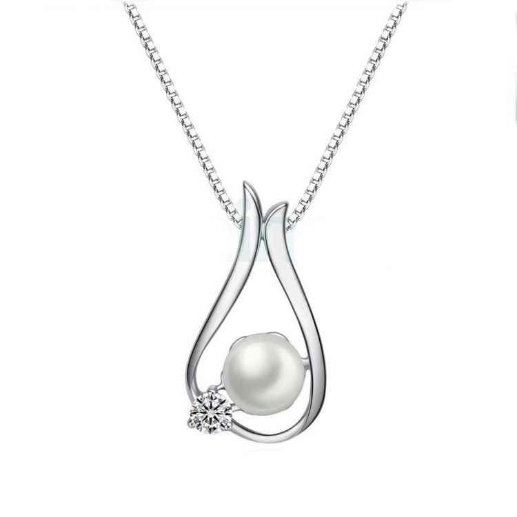 wholesale women Jewelry Fashion Sterling Silver Pearl Pendant Necklace 1