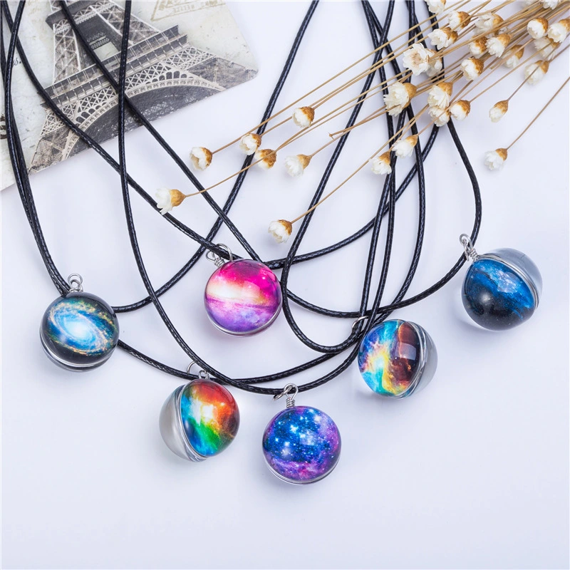 Wholesale Double-sided glass ball 20mm Pendant Necklace Fashion Jewelry Valentine's Necklace 1