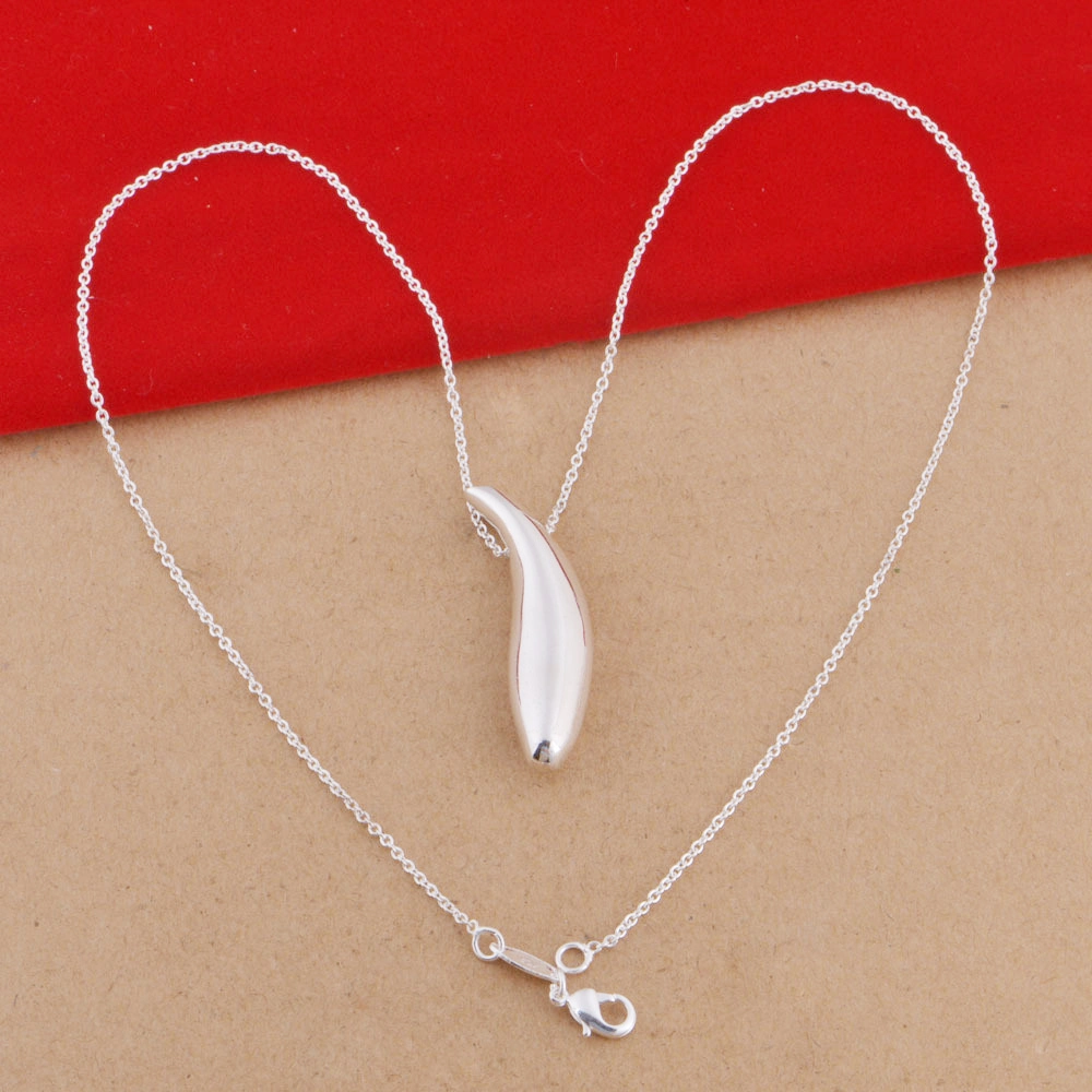 Hainon Silver plated fashion pea seed pendant necklace girl jewelry support custom necklace 1