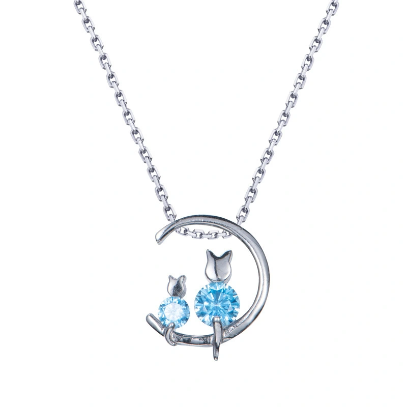 Hainon Fashionable jewelry 925 sterling silver Circle crystal pendant necklace wholesale 1