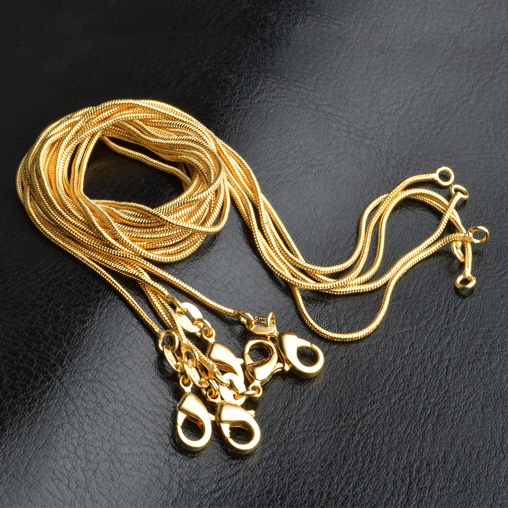 Hainon 2020 snake chain factory oem chain wholesale necklace 1mm Thickness men gold color chains brass material 1