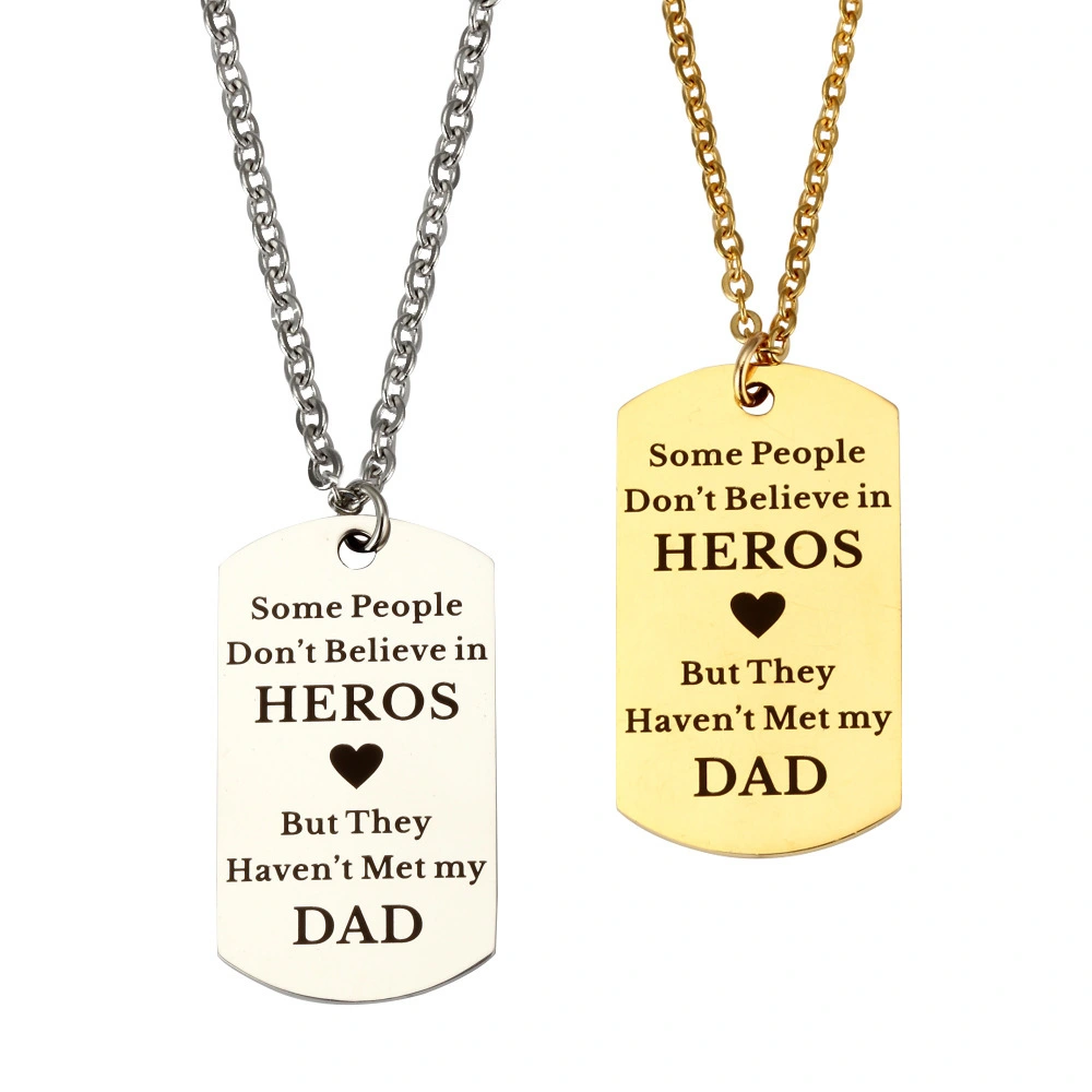 Hainon father necklace Romantic square gold stainless steel jewelry necklace Father's day gift custom necklace instock wholesale 1