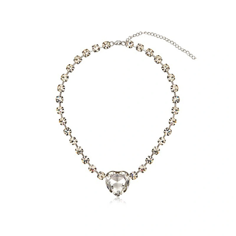 Hainon wholesale New exaggerated personality clavicle chain white zircon  love necklace choker necklace 1