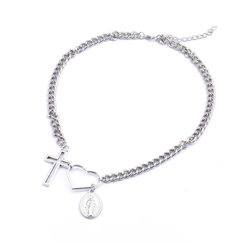Hainon Popular items creative fashion cross love necklace retro alloy portrait pendant necklace jewelry 1