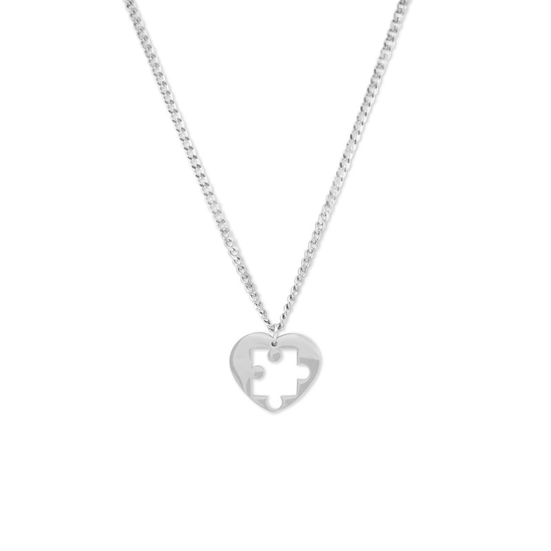 Hainon Creative design couple puzzle love necklace pendant jewelry titanium steel men women necklace 1