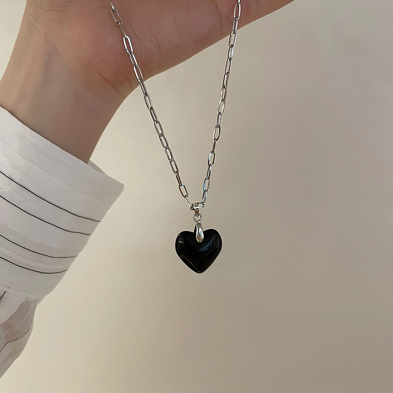 Hainon Fashion zebra pattern love necklace female accessories simple temperament niche clavicle chain wild pendant 1