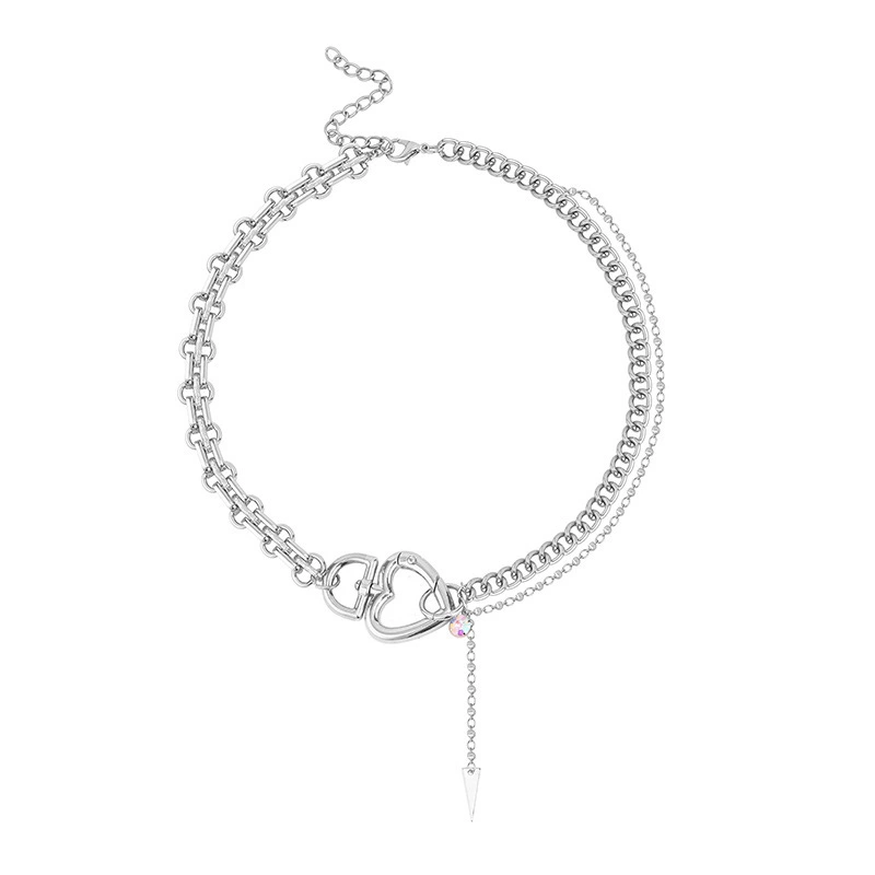 Hainon Thick chain lock love stacking necklace female trendy exaggerated niche design clavicle chain 1