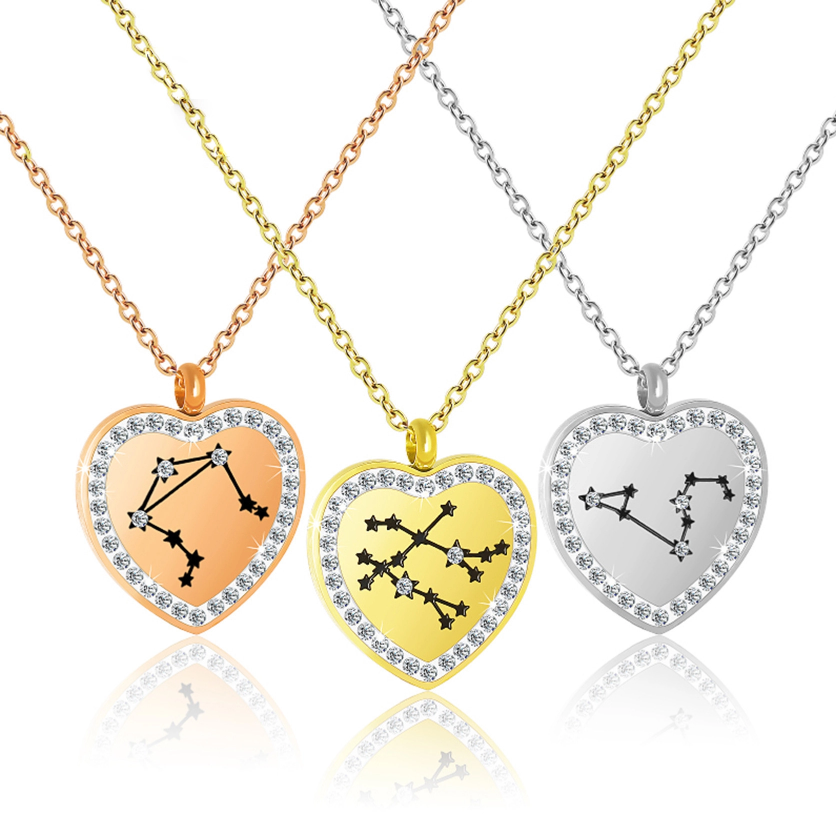Hainon 12 Zodiac heart necklace female wild titanium steel jewelry stainless steel clavicle chain 1