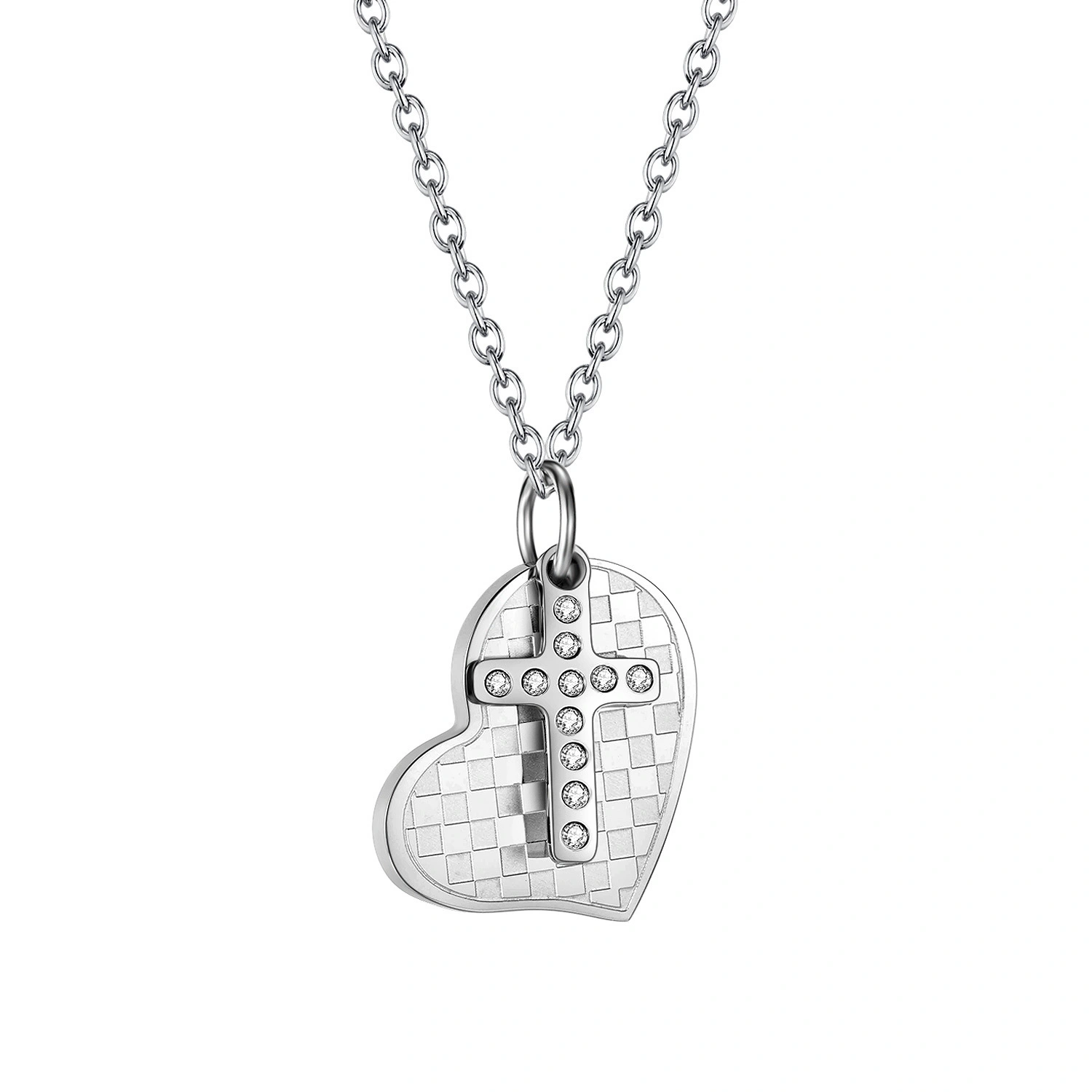 Hainon Jewelry new trend hip hop love cross pendant personality simple ladies stainless steel necklace 1