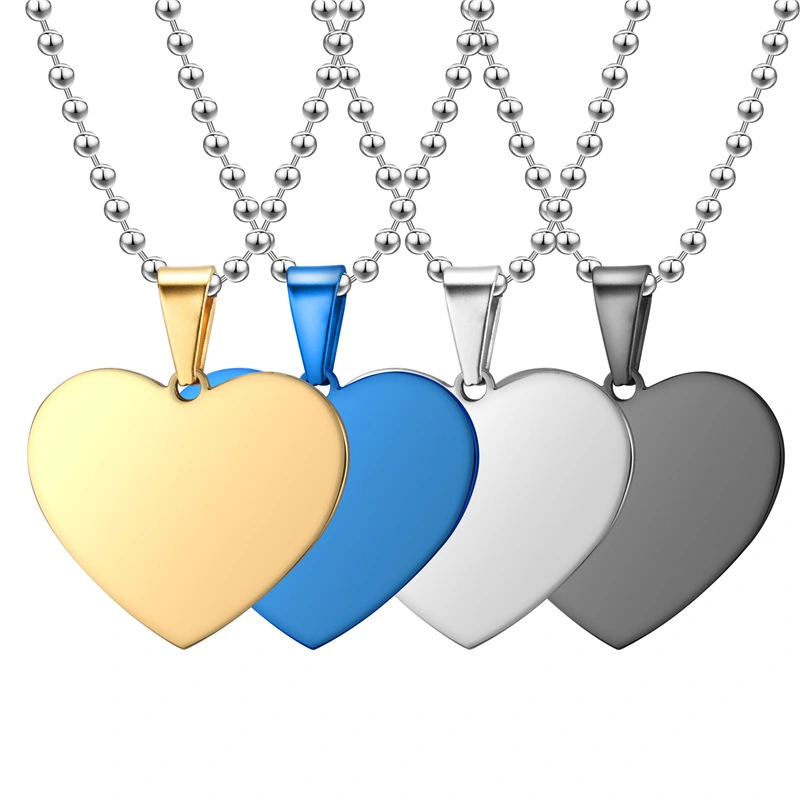 Hainon Wholesale Stainless Steel Heart Pendant Love Heart Necklace Jewelry Blank Laser Lettering Titanium Steel 1